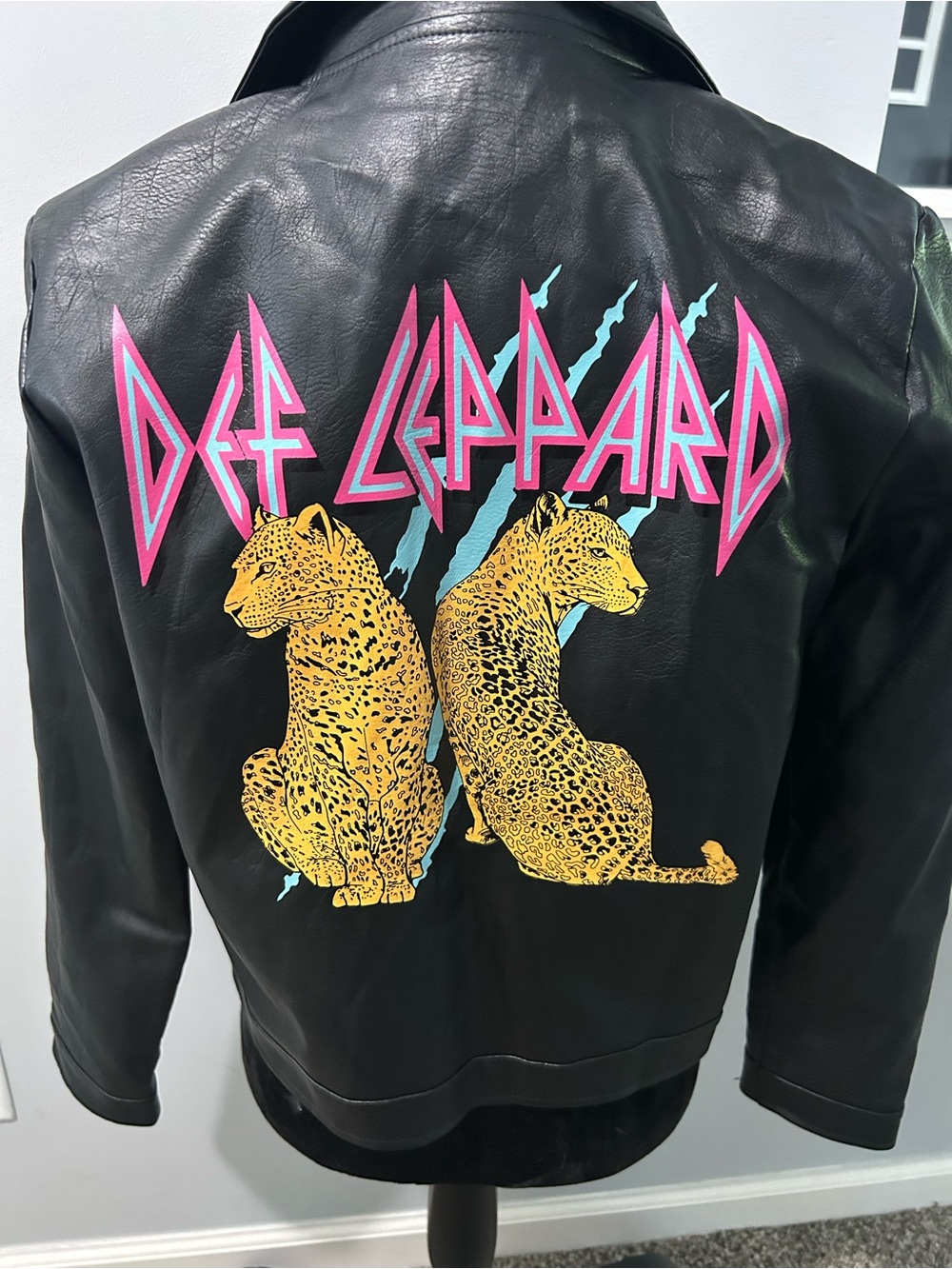 Def Leppard Girls 14/16 Faux Leather Moto Jacket – Rock Graphic Black|NWT